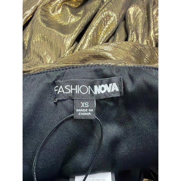 Fashion Nova Womens Gold Metallic Maxi Dress Criss-Cross Back Straps Size XS - Picture 10 of 14